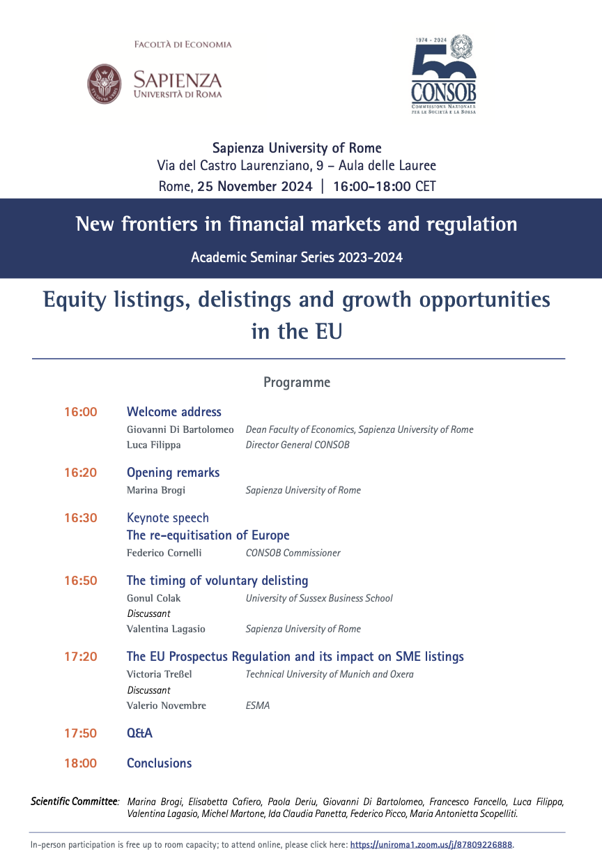 Equity listings, delistings and growth opportunities in the EU